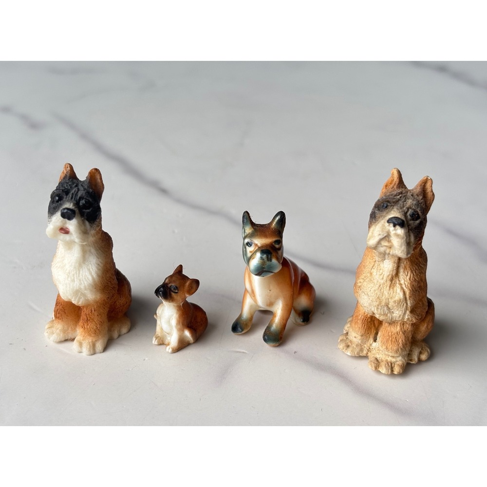 Vintage Boxer Itty Bitty World Dog Miniature Figurines Set of 4